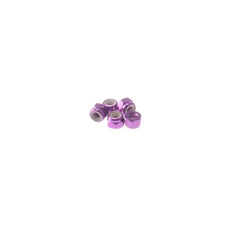 Hiro Seiko 3mm Alloy Nylon Nut [Purple] ( 5 pcs)